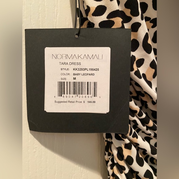 NWT Norma Kamali Tara Ruched Body Dress in Baby Leopard Jersey Print ZB1 - Picture 8 of 8